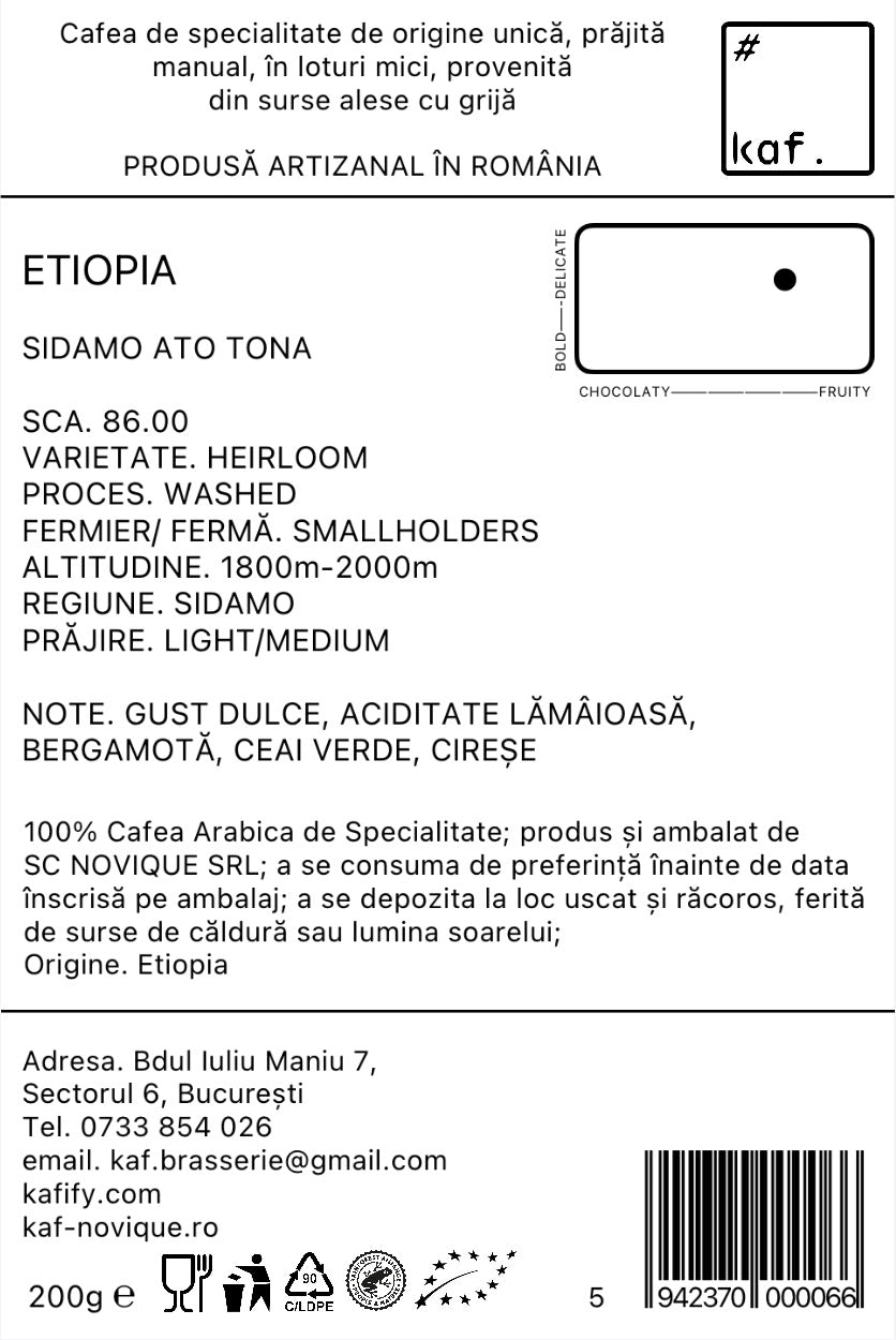 Cafea de Specialitate Single Origin ETIOPIA Sidamo Ato Tona